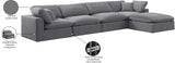 Comfy Grey Velvet Modular Sectional 189Grey-Sec5A Meridian Furniture