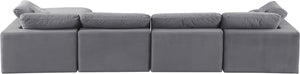 Comfy Grey Velvet Modular Sectional 189Grey-Sec5A Meridian Furniture