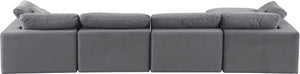 Comfy Grey Velvet Modular Sectional 189Grey-Sec5A Meridian Furniture