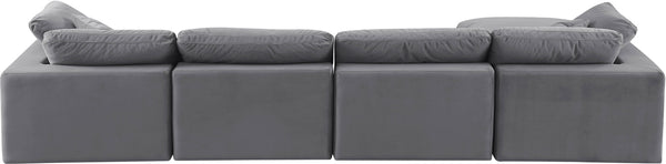 Comfy Grey Velvet Modular Sectional 189Grey-Sec5A Meridian Furniture