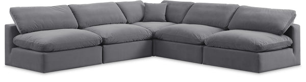 Comfy Grey Velvet Modular Sectional 189Grey-Sec5B Meridian Furniture