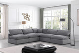 Comfy Grey Velvet Modular Sectional 189Grey-Sec5B Meridian Furniture