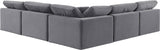 Comfy Grey Velvet Modular Sectional 189Grey-Sec5B Meridian Furniture