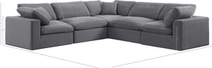 Comfy Grey Velvet Modular Sectional 189Grey-Sec5C Meridian Furniture