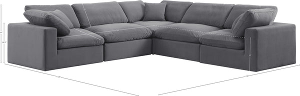 Comfy Grey Velvet Modular Sectional 189Grey-Sec5C Meridian Furniture