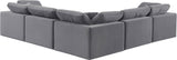 Comfy Grey Velvet Modular Sectional 189Grey-Sec5C Meridian Furniture