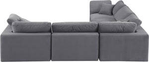 Comfy Grey Velvet Modular Sectional 189Grey-Sec5C Meridian Furniture