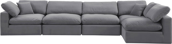 Comfy Grey Velvet Modular Sectional 189Grey-Sec5D Meridian Furniture