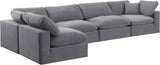 Comfy Grey Velvet Modular Sectional 189Grey-Sec5D Meridian Furniture