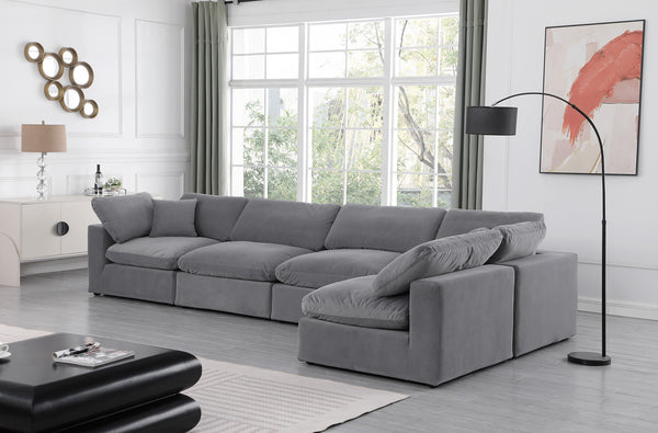 Comfy Grey Velvet Modular Sectional 189Grey-Sec5D Meridian Furniture
