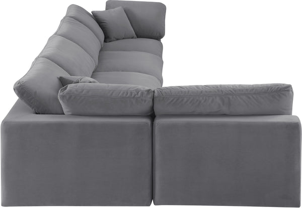 Comfy Grey Velvet Modular Sectional 189Grey-Sec5D Meridian Furniture