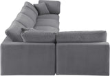 Comfy Grey Velvet Modular Sectional 189Grey-Sec5D Meridian Furniture