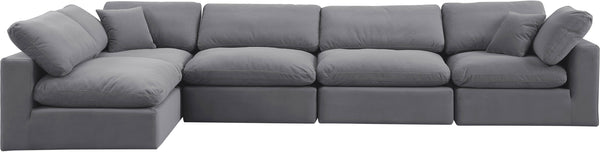 Comfy Grey Velvet Modular Sectional 189Grey-Sec5D Meridian Furniture
