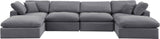 Comfy Grey Velvet Modular Sectional 189Grey-Sec6B Meridian Furniture