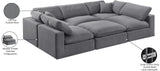 Comfy Grey Velvet Modular Sectional 189Grey-Sec6C Meridian Furniture