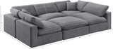 Comfy Grey Velvet Modular Sectional 189Grey-Sec6C Meridian Furniture