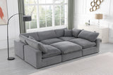 Comfy Grey Velvet Modular Sectional 189Grey-Sec6C Meridian Furniture