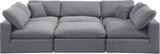 Comfy Grey Velvet Modular Sectional 189Grey-Sec6C Meridian Furniture