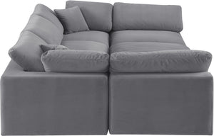 Comfy Grey Velvet Modular Sectional 189Grey-Sec6C Meridian Furniture