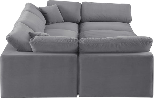 Comfy Grey Velvet Modular Sectional 189Grey-Sec6C Meridian Furniture