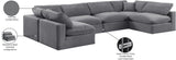 Comfy Grey Velvet Modular Sectional 189Grey-Sec6D Meridian Furniture