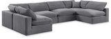 Comfy Grey Velvet Modular Sectional 189Grey-Sec6D Meridian Furniture