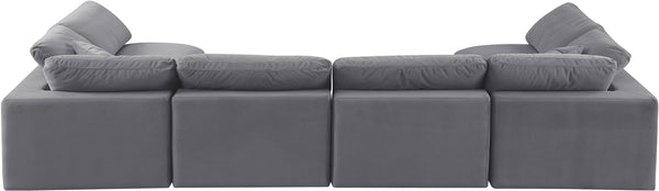 Comfy Grey Velvet Modular Sectional 189Grey-Sec6D Meridian Furniture