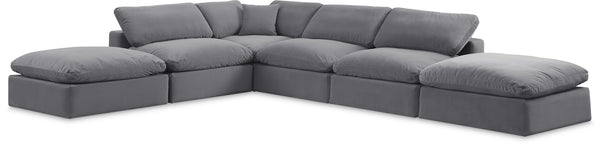 Comfy Grey Velvet Modular Sectional 189Grey-Sec6E Meridian Furniture