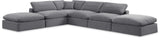 Comfy Grey Velvet Modular Sectional 189Grey-Sec6E Meridian Furniture