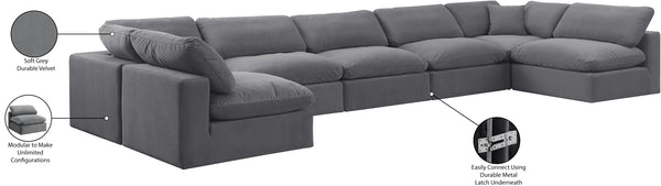 Comfy Grey Velvet Modular Sectional 189Grey-Sec7B Meridian Furniture