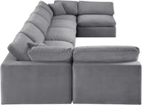 Comfy Grey Velvet Modular Sectional 189Grey-Sec7B Meridian Furniture