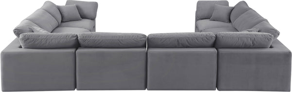 Comfy Grey Velvet Modular Sectional 189Grey-Sec8A Meridian Furniture