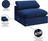 Comfy Navy Velvet Modular Armless Chair 189Navy-Armless Meridian Furniture