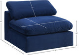 Comfy Navy Velvet Modular Armless Chair 189Navy-Armless Meridian Furniture