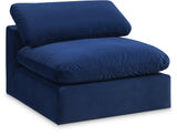 Comfy Navy Velvet Modular Armless Chair 189Navy-Armless Meridian Furniture