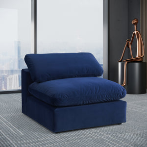 Comfy Navy Velvet Modular Armless Chair 189Navy-Armless Meridian Furniture