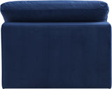 Comfy Navy Velvet Modular Armless Chair 189Navy-Armless Meridian Furniture