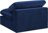 Comfy Navy Velvet Modular Armless Chair 189Navy-Armless Meridian Furniture