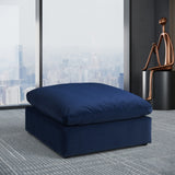 Comfy Navy Velvet Modular Ottoman 189Navy-Ott Meridian Furniture