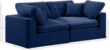 Comfy Navy Velvet Modular Sofa 189Navy-S80 Meridian Furniture