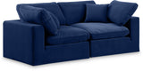 Comfy Navy Velvet Modular Sofa 189Navy-S80 Meridian Furniture