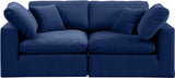 Comfy Navy Velvet Modular Sofa 189Navy-S80 Meridian Furniture