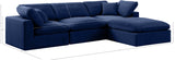 Comfy Navy Velvet Modular Sectional 189Navy-Sec4A Meridian Furniture