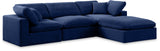 Comfy Navy Velvet Modular Sectional 189Navy-Sec4A Meridian Furniture