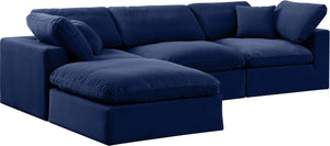 Comfy Navy Velvet Modular Sectional 189Navy-Sec4A Meridian Furniture