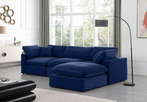 Comfy Navy Velvet Modular Sectional 189Navy-Sec4A Meridian Furniture