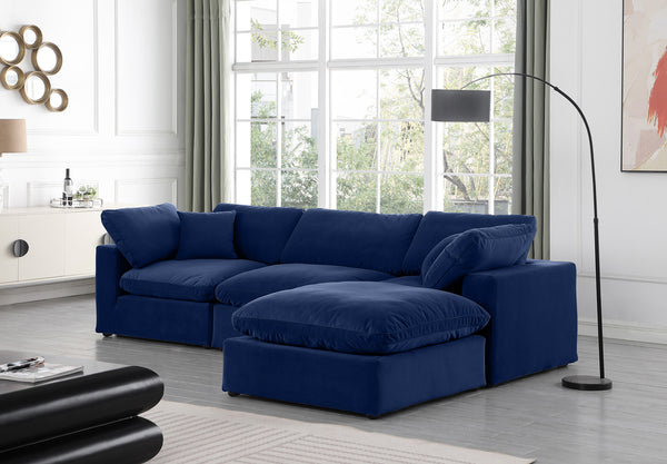 Comfy Navy Velvet Modular Sectional 189Navy-Sec4A Meridian Furniture
