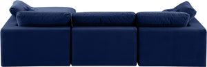 Comfy Navy Velvet Modular Sectional 189Navy-Sec4A Meridian Furniture