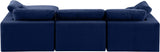 Comfy Navy Velvet Modular Sectional 189Navy-Sec4A Meridian Furniture