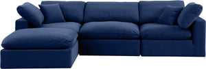 Comfy Navy Velvet Modular Sectional 189Navy-Sec4A Meridian Furniture